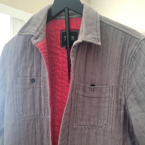 Tavik Gray Quilted Shirt Jacket with Red Lining